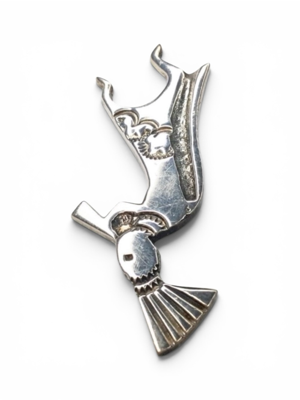 Vintage Kokopelli Native American Navajo Silver Brooch – Signed Sterling - Picture 6 of 12